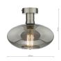 Emerson Semi Flush Antique Chrome Smoked Glass