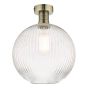 Emerson Semi Flush Antique Brass Round Ribbed Glass 