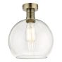Emerson Semi Flush Antique Brass Round Clear Glass 