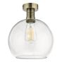 Emerson Semi Flush Antique Brass Round Clear Glass 