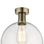 Emerson Semi Flush Antique Brass Round Clear Glass 