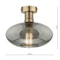 Emerson Semi Flush Antique Brass Smoked Glass