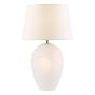 Encara Dual Lit Table Lamp White Glass and Antique Bronze With Linen Shade