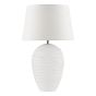 Encara Dual Lit Table Lamp White Glass and Antique Bronze With Linen Shade