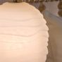 Encara Dual Lit Table Lamp White Glass and Antique Bronze With Linen Shade