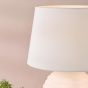 Encara Dual Lit Table Lamp White Glass and Antique Bronze With Linen Shade