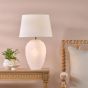 Encara Dual Lit Table Lamp White Glass and Antique Bronze With Linen Shade