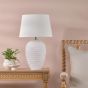 Encara Dual Lit Table Lamp White Glass and Antique Bronze With Linen Shade