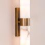 Eneco 2 Light Bathroom Wall Light Antique Bronze and Natural Alabaster IP44