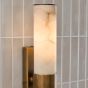 Eneco 2 Light Bathroom Wall Light Antique Bronze and Natural Alabaster IP44