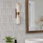 Eneco 2 Light Bathroom Wall Light Antique Bronze and Natural Alabaster IP44