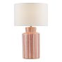 Ennio Table Lamp Red Ceramic and Antique Brass With Linen Shade