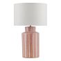 Ennio Table Lamp Red Ceramic and Antique Brass With Linen Shade