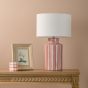 Ennio Table Lamp Red Ceramic and Antique Brass With Linen Shade