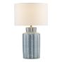 Ennio Table Lamp Blue Ceramic and Antique Brass With Linen Shade