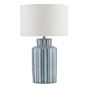 Ennio Table Lamp Blue Ceramic and Antique Brass With Linen Shade