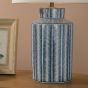 Ennio Table Lamp Blue Ceramic and Antique Brass With Linen Shade