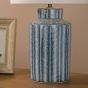 Ennio Table Lamp Blue Ceramic and Antique Brass With Linen Shade