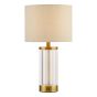 Enrico Rechargeable Table Lamp Antique Bronze and Ribbed Glass With Linen Shade LED