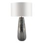 Erdis Table Lamp Blue Art Glass and Antique Bronze With Ivory Shade
