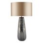 Erdis Table Lamp Blue Art Glass and Antique Bronze With Taupe Shade
