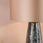Erdis Table Lamp Blue Art Glass and Antique Bronze With Taupe Shade
