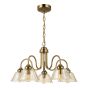 Erika 5 Light Pendant Antique Bronze and Amber Glass
