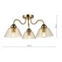 Erika 3 Light Semi-Flush Antique Bronze and Amber Glass