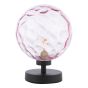 Esben Touch Table Lamp Matt Black With Pink Dimpled Glass