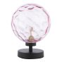 Esben Touch Table Lamp Matt Black With Pink Dimpled Glass