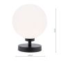 Esben Touch Table Lamp Matt Black With Opal Glass