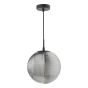 Evander Single Pendant Matt Black and Smoked Glass