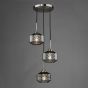 Fabrienne 3 Light Cluster Pendant Satin Nickel and Smoked Glass