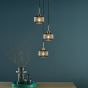 Fabrienne 3 Light Cluster Pendant Satin Nickel and Smoked Glass