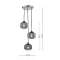 Fabrienne 3 Light Cluster Pendant Satin Nickel and Smoked Glass