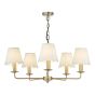 Favian 5 Light Pendant Matt Bronze With White Linen Scalloped Shade