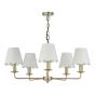 Favian 5 Light Pendant Matt Bronze With White Linen Scalloped Shade