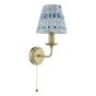 Favian Wall Light Matt Bronze With Blue Pleated Ikat Shade