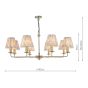 Favian 8 Light Pendant Matt Bronze With Taupe Ikat Shade