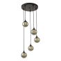 Federico 5 Light Cluster Pendant Matt Black With Smoked Glass