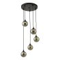 Federico 5 Light Cluster Pendant Matt Black With Smoked Glass