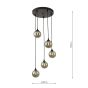 Federico 5 Light Cluster Pendant Matt Black With Smoked Glass