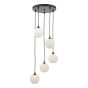 Federico 5 Light Cluster Pendant Matt Black With Opal Glass