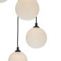 Federico 5 Light Cluster Pendant Matt Black With Opal Glass