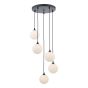 Federico 5 Light Cluster Pendant Matt Black With Opal Glass