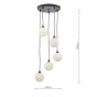 Federico 5 Light Cluster Pendant Matt Black With Opal Glass