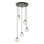 Federico 5 Light Cluster Pendant Matt Black With Ribbed Glass