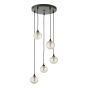 Federico 5 Light Cluster Pendant Matt Black With Ribbed Glass