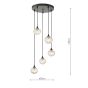 Federico 5 Light Cluster Pendant Matt Black With Ribbed Glass