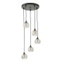 Federico 5 Light Cluster Pendant Matt Black With Clear/Wire Glass